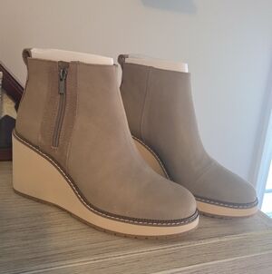 Women's Taupe Wedge Ankle Boots - Stylish Everyday Comfort